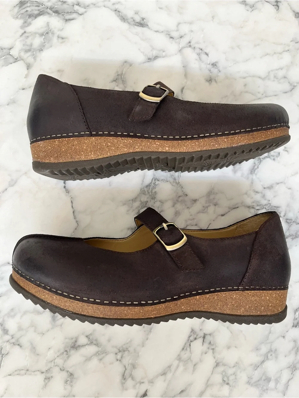 Dansko Mika Burnished Suede Women's Mary Jane Shoe Brown EU Size 41 10.5/11